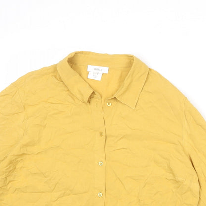 Womens UK Size 16 Mona Yellow Basic Button-Up