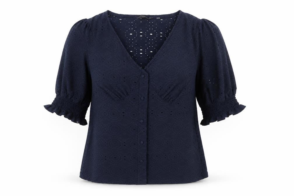 Womens UK Size XS NEXT Blue Basic Button-Up