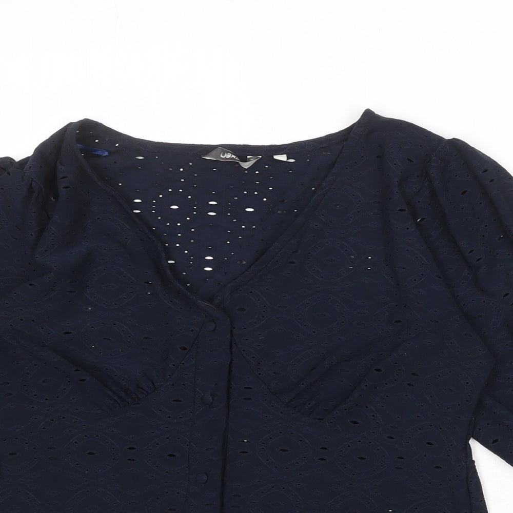 Womens UK Size XS NEXT Blue Basic Button-Up