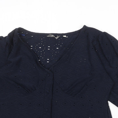 Womens UK Size XS NEXT Blue Basic Button-Up
