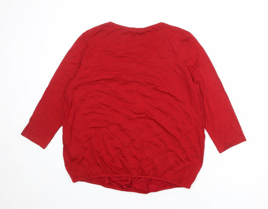Betty Barclay Womens Red Viscose Basic Blouse Size 14 Round Neck