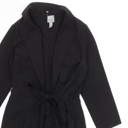ASOS Womens Black Polyester Jacket Dress Size 6 V-Neck Tie