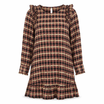 Zara Womens Multicoloured Plaid Viscose A-Line Size M Round Neck Button