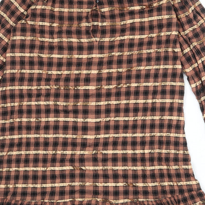 Zara Womens Multicoloured Plaid Viscose A-Line Size M Round Neck Button