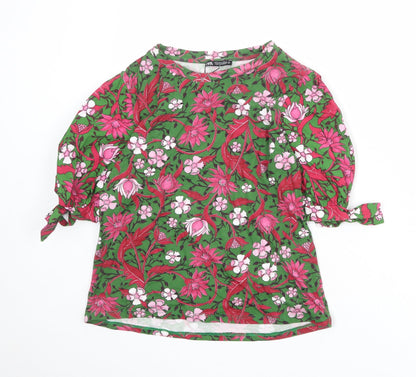 Womens UK Size S Zara Green Basic Blouse