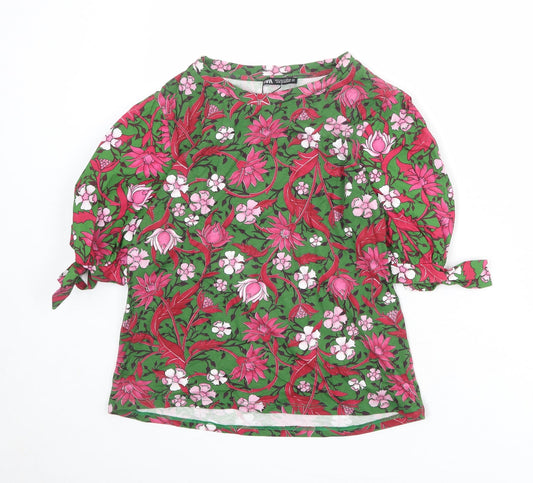 Womens UK Size S Zara Green Basic Blouse