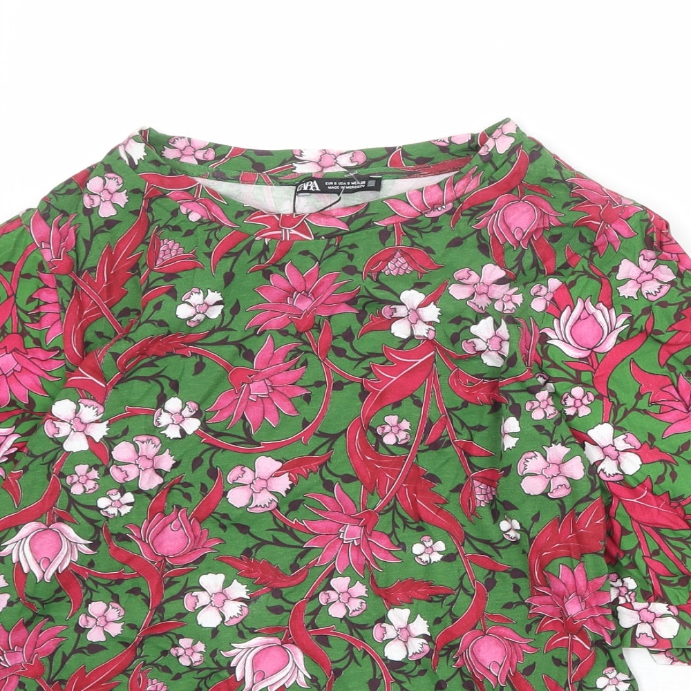 Womens UK Size S Zara Green Basic Blouse