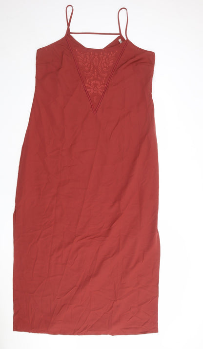 Limited Edition Womens Red Polyester Slip Dress Size 16 Round Neck Zip