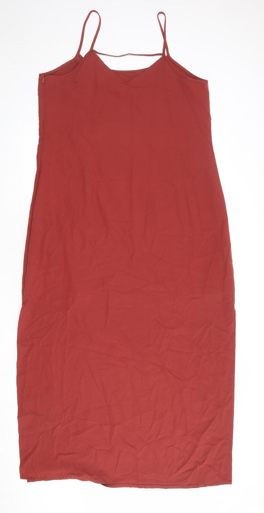 Limited Edition Womens Red Polyester Slip Dress Size 16 Round Neck Zip
