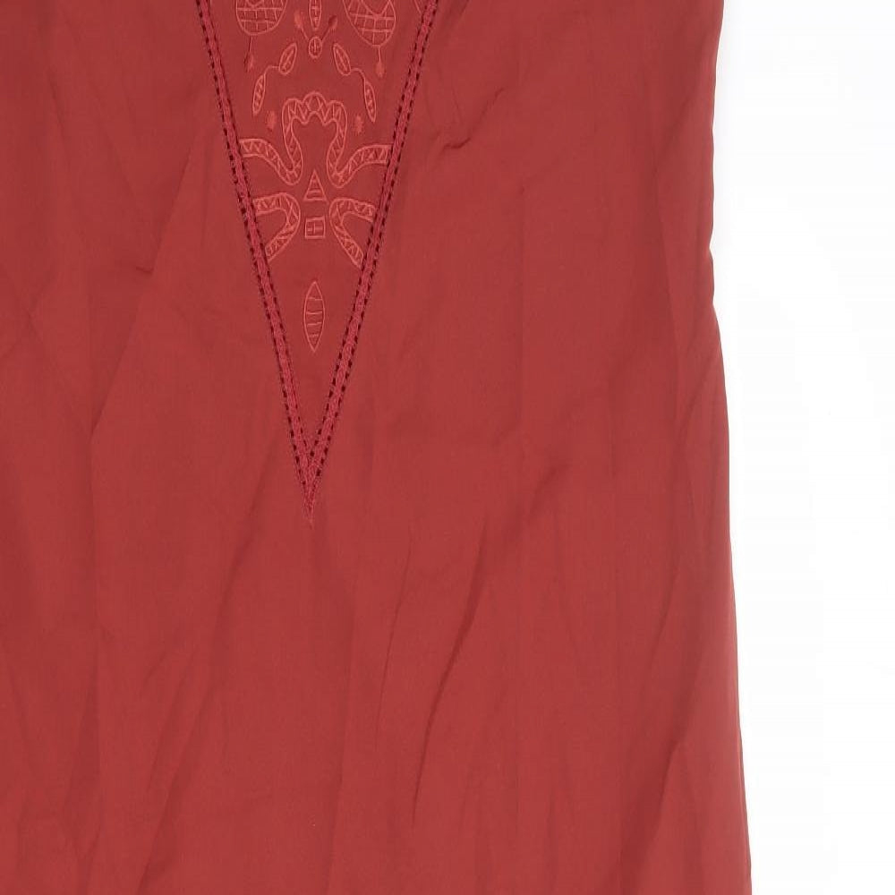 Limited Edition Womens Red Polyester Slip Dress Size 16 Round Neck Zip