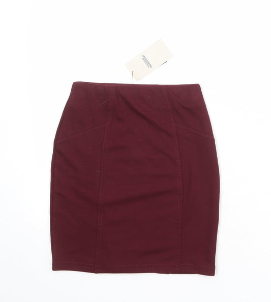 Pull&Bear Womens Red Polyester Straight & Pencil Skirt Size M