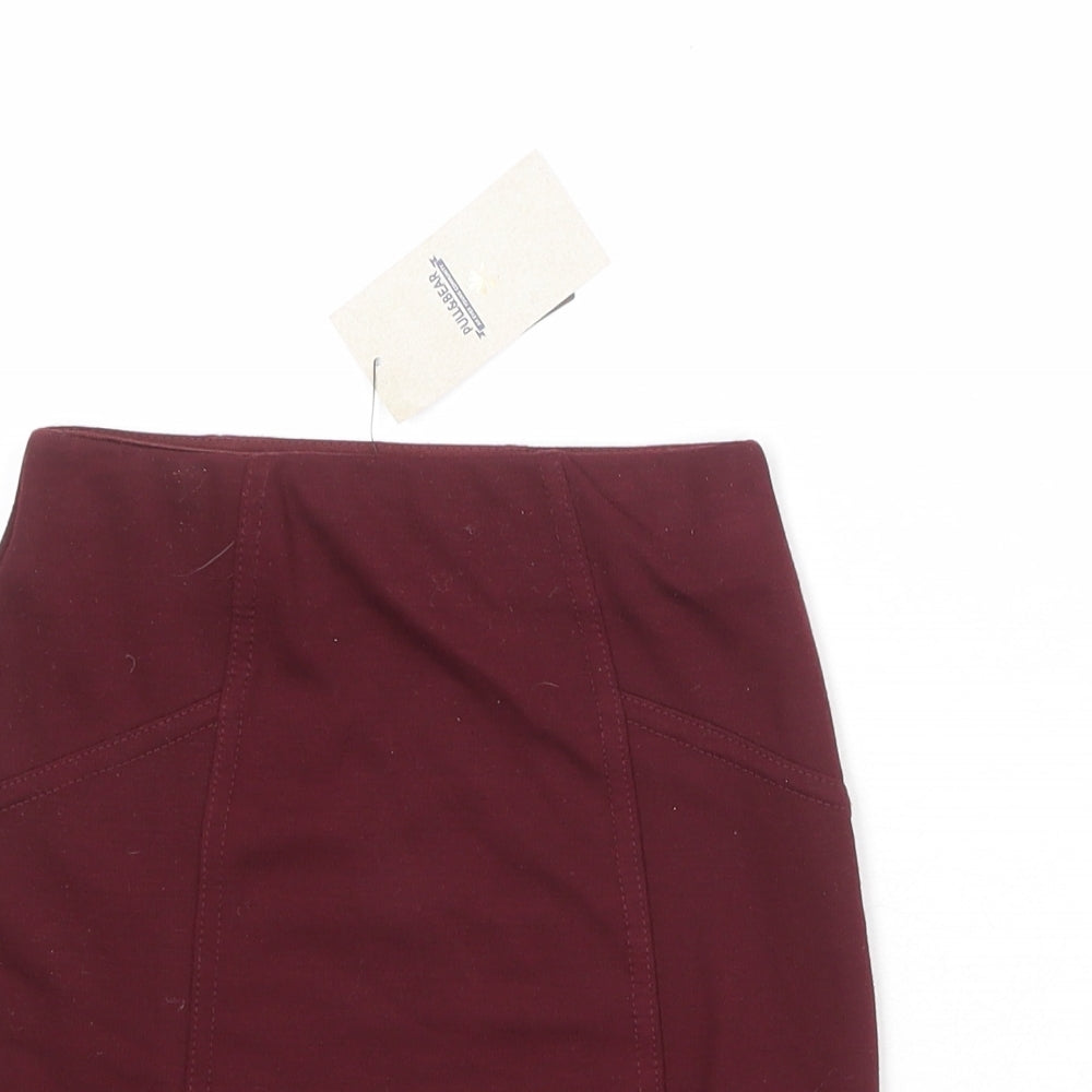 Pull&Bear Womens Red Polyester Straight & Pencil Skirt Size M