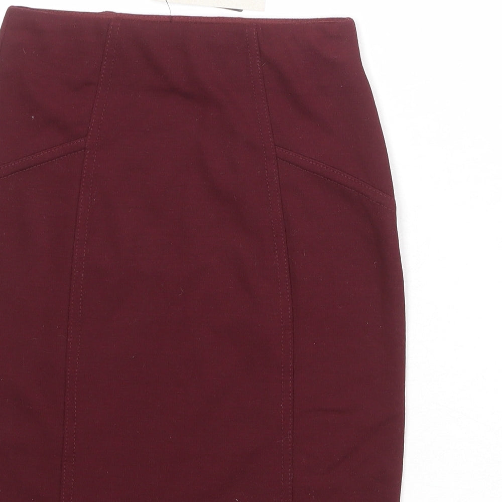Pull&Bear Womens Red Polyester Straight & Pencil Skirt Size M
