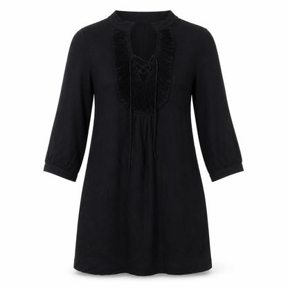 Minuet Womens Black Viscose Kaftan Size 10 V-Neck Tie