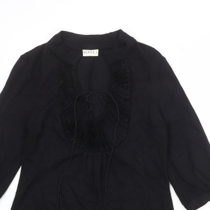Minuet Womens Black Viscose Kaftan Size 10 V-Neck Tie