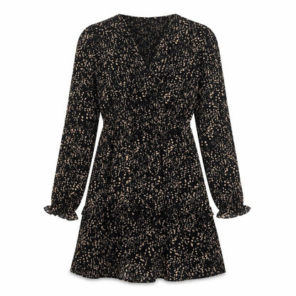Mango Womens Black Geometric Polyester A-Line Size 8 V-Neck Pullover