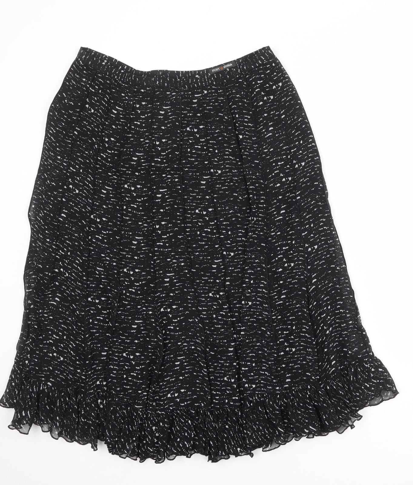 Punt Roma Womens Black Geometric Polyester Swing Skirt Size 10 Zip