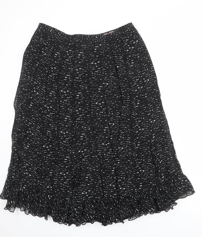 Punt Roma Womens Black Geometric Polyester Swing Skirt Size 10 Zip