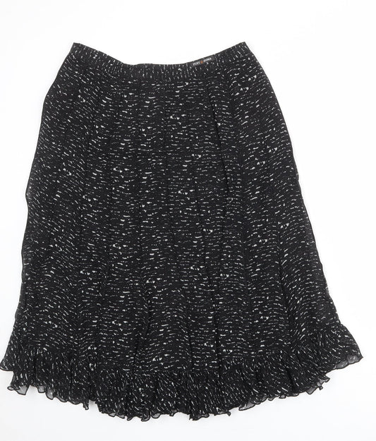 Punt Roma Womens Black Geometric Polyester Swing Skirt Size 10 Zip
