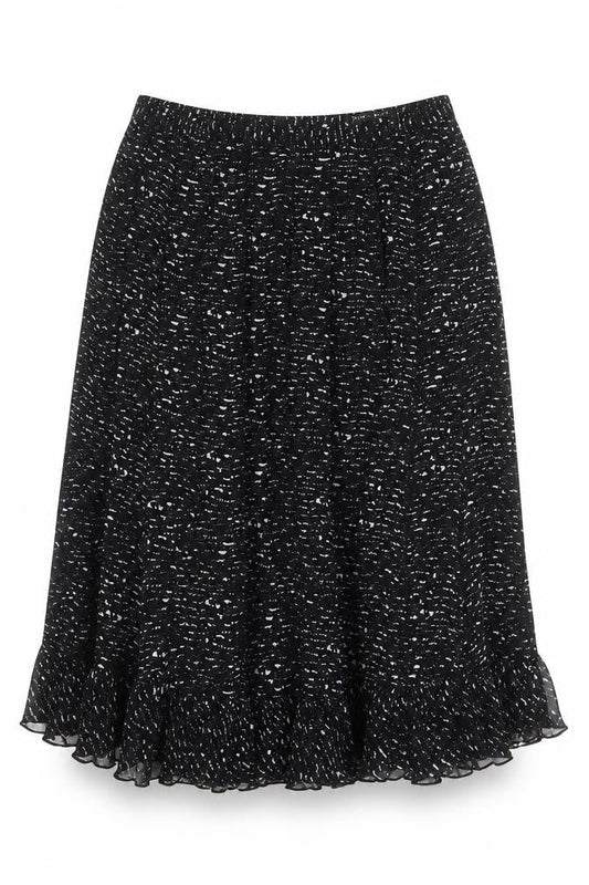 Punt Roma Womens Black Geometric Polyester Swing Skirt Size 10 Zip
