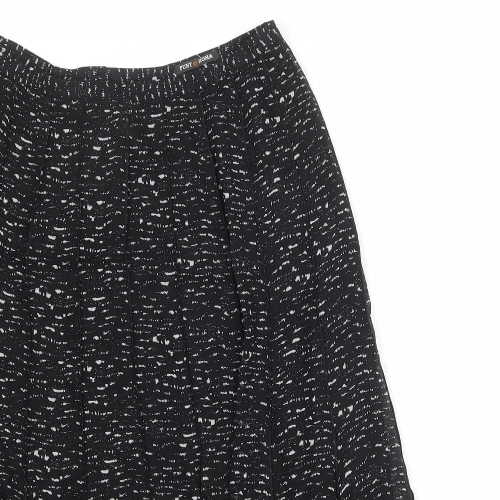 Punt Roma Womens Black Geometric Polyester Swing Skirt Size 10 Zip