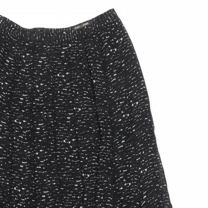 Punt Roma Womens Black Geometric Polyester Swing Skirt Size 10 Zip