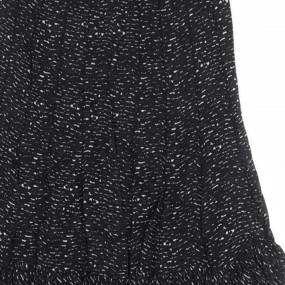 Punt Roma Womens Black Geometric Polyester Swing Skirt Size 10 Zip