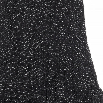 Punt Roma Womens Black Geometric Polyester Swing Skirt Size 10 Zip