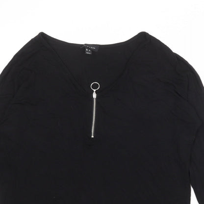 Womens UK Size 10 New Look Black Basic Blouse