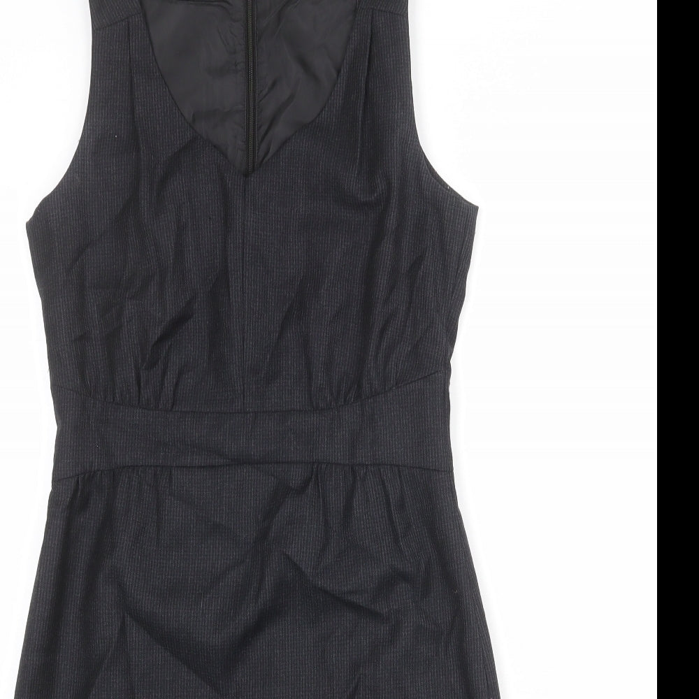 Gap Womens Black Polyester Shift Size 6 V-Neck Zip