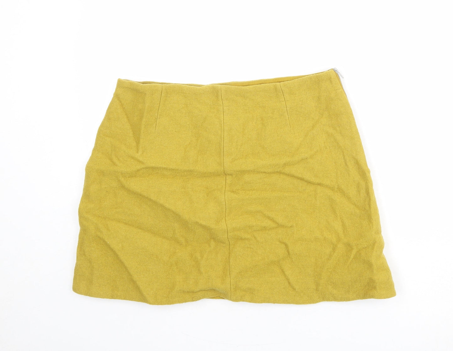 COS Womens Yellow Wool A-Line Skirt Size 16 Zip