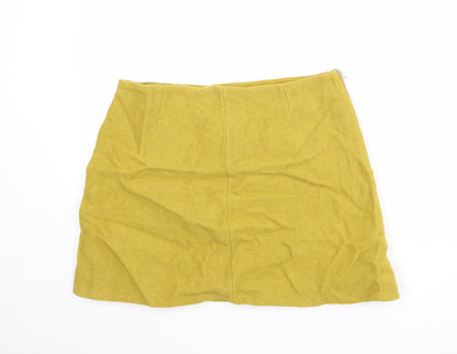 COS Womens Yellow Wool A-Line Skirt Size 16 Zip