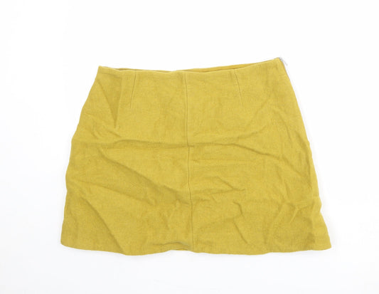 COS Womens Yellow Wool A-Line Skirt Size 16 Zip