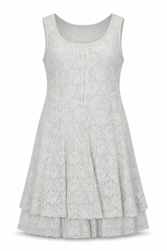 Simclan Womens Grey Geometric Polyester Trapeze & Swing Size 8 Scoop Neck Zip
