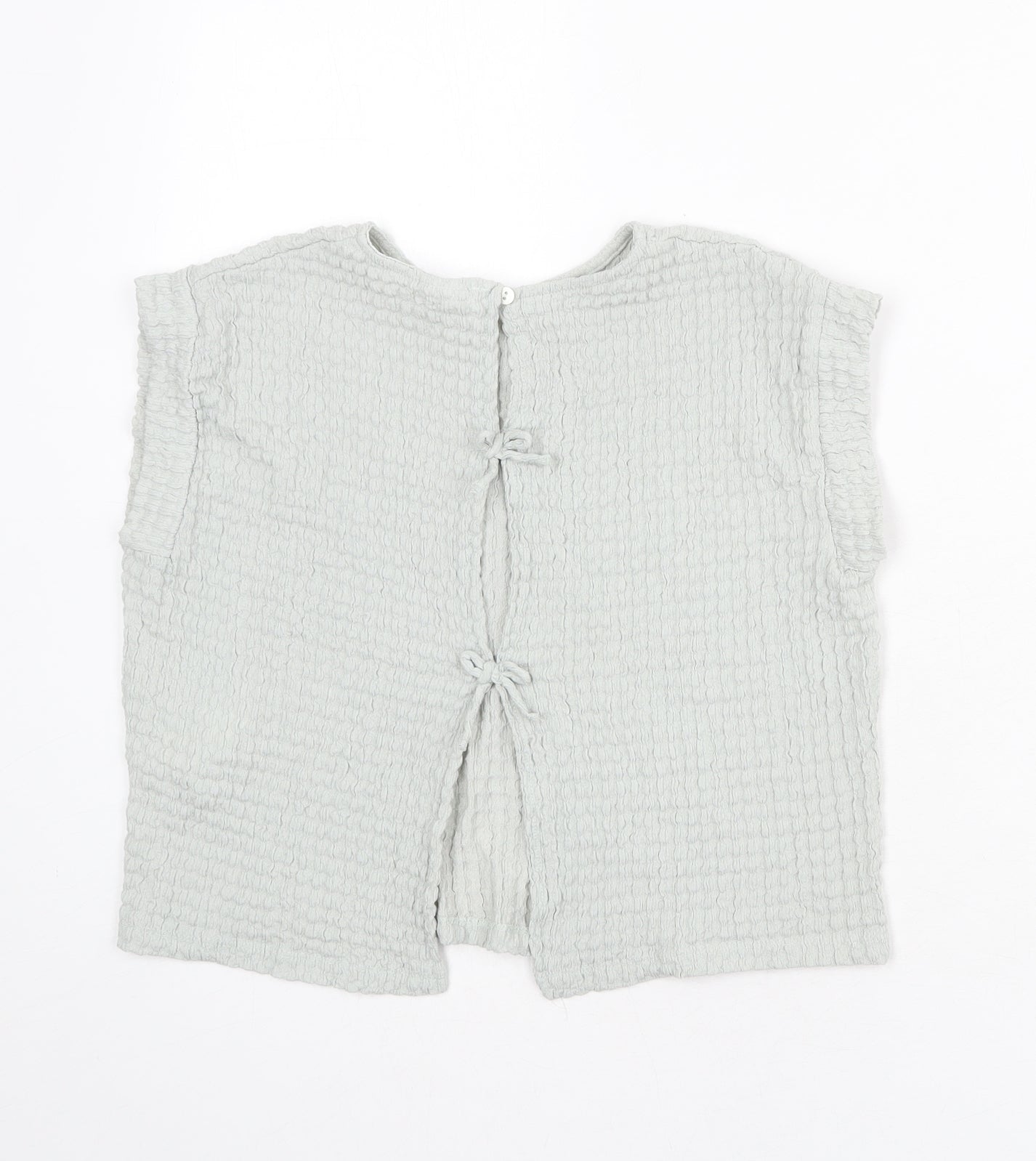 Zara Girls Blue Polyester Basic Blouse Size 10 Years Round Neck Button