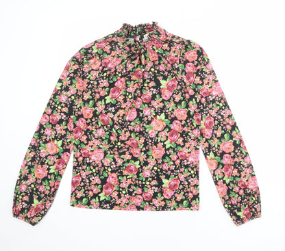 Oasis Womens Multicoloured Floral Polyester Basic Blouse Size XS Mock Neck