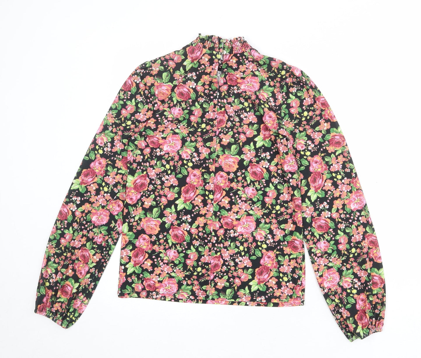 Oasis Womens Multicoloured Floral Polyester Basic Blouse Size XS Mock Neck