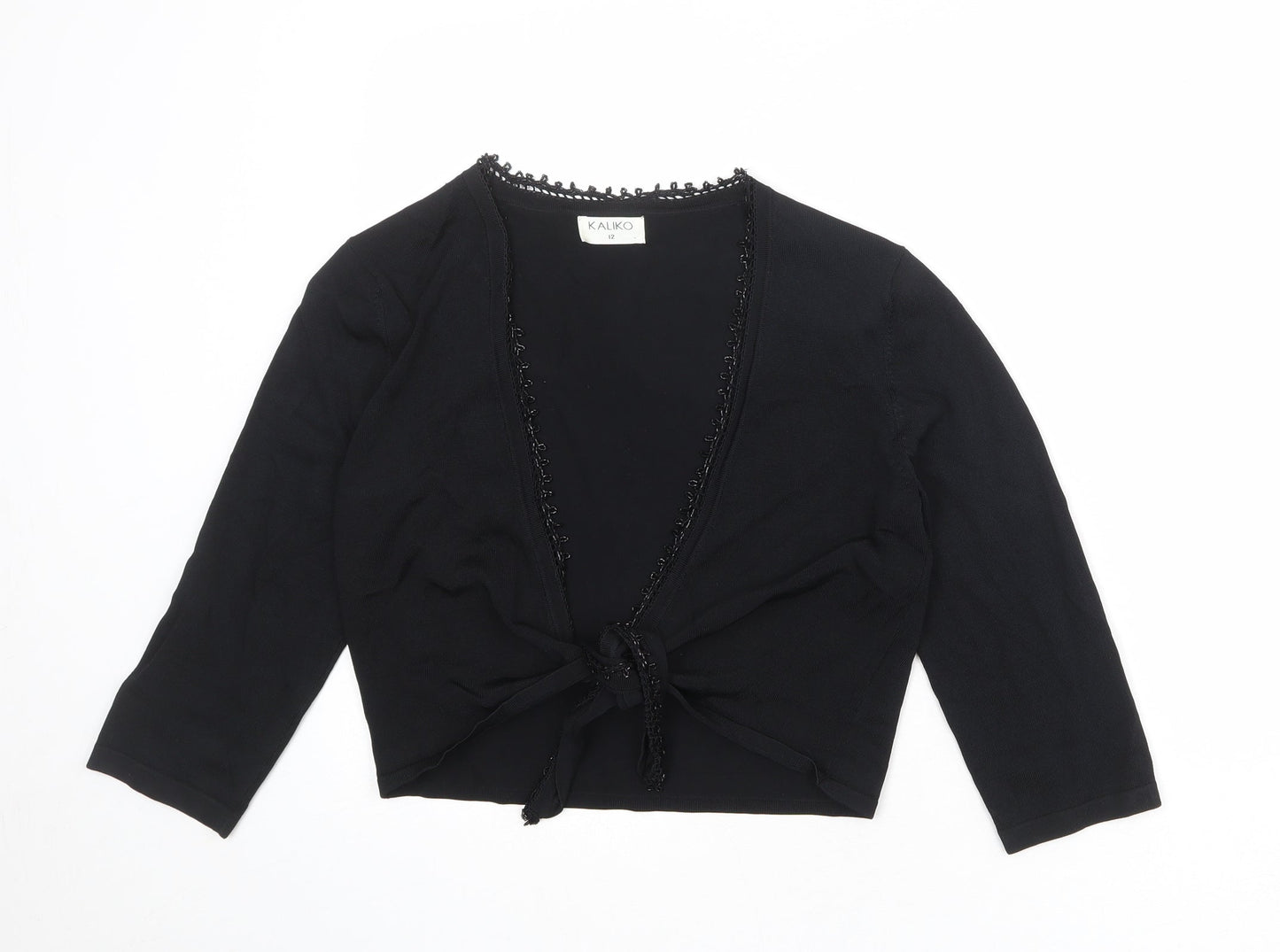 Womens UK Size 12 Kaliko Black Wrap Jumper