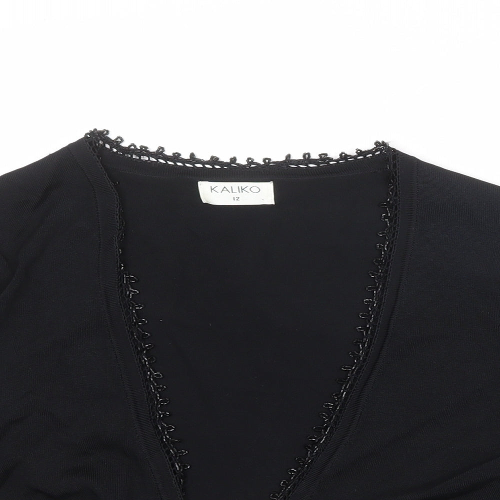 Womens UK Size 12 Kaliko Black Wrap Jumper