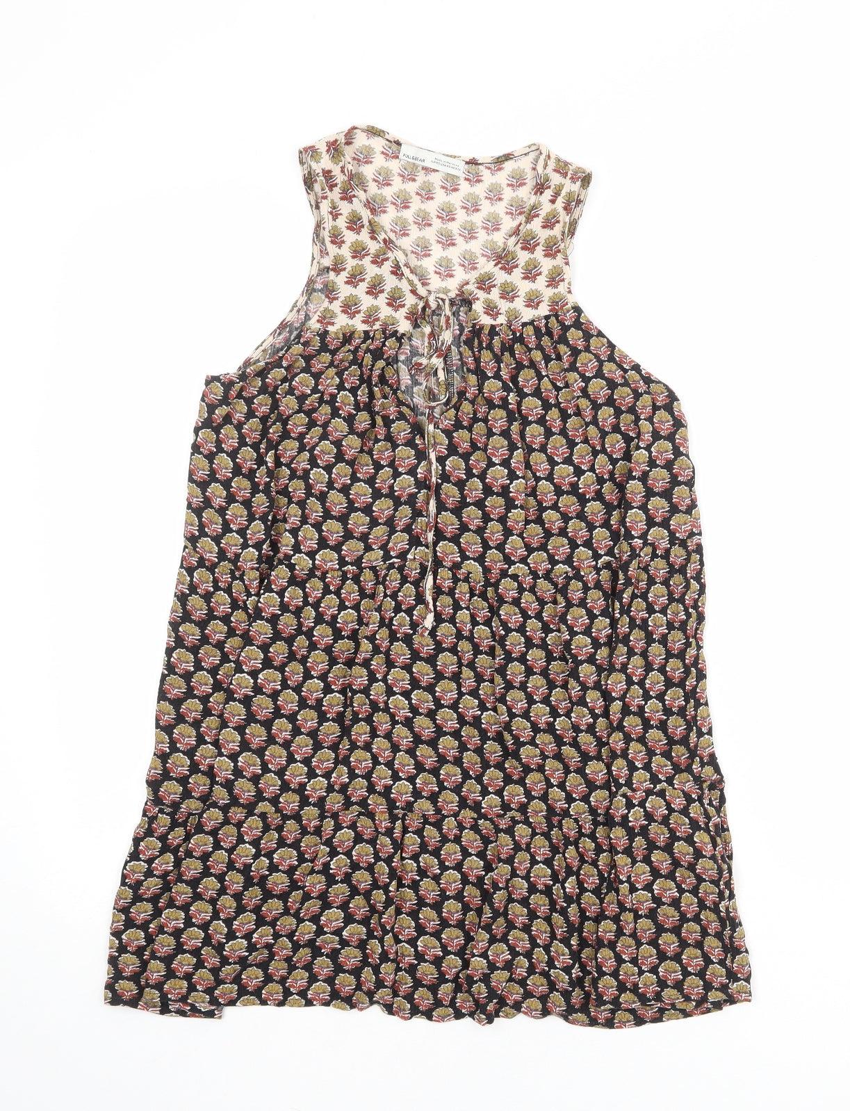 Pull&Bear Womens Multicoloured Geometric Viscose Shift Size XS Round Neck Tie