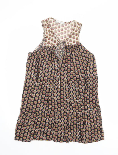 Pull&Bear Womens Multicoloured Geometric Viscose Shift Size XS Round Neck Tie