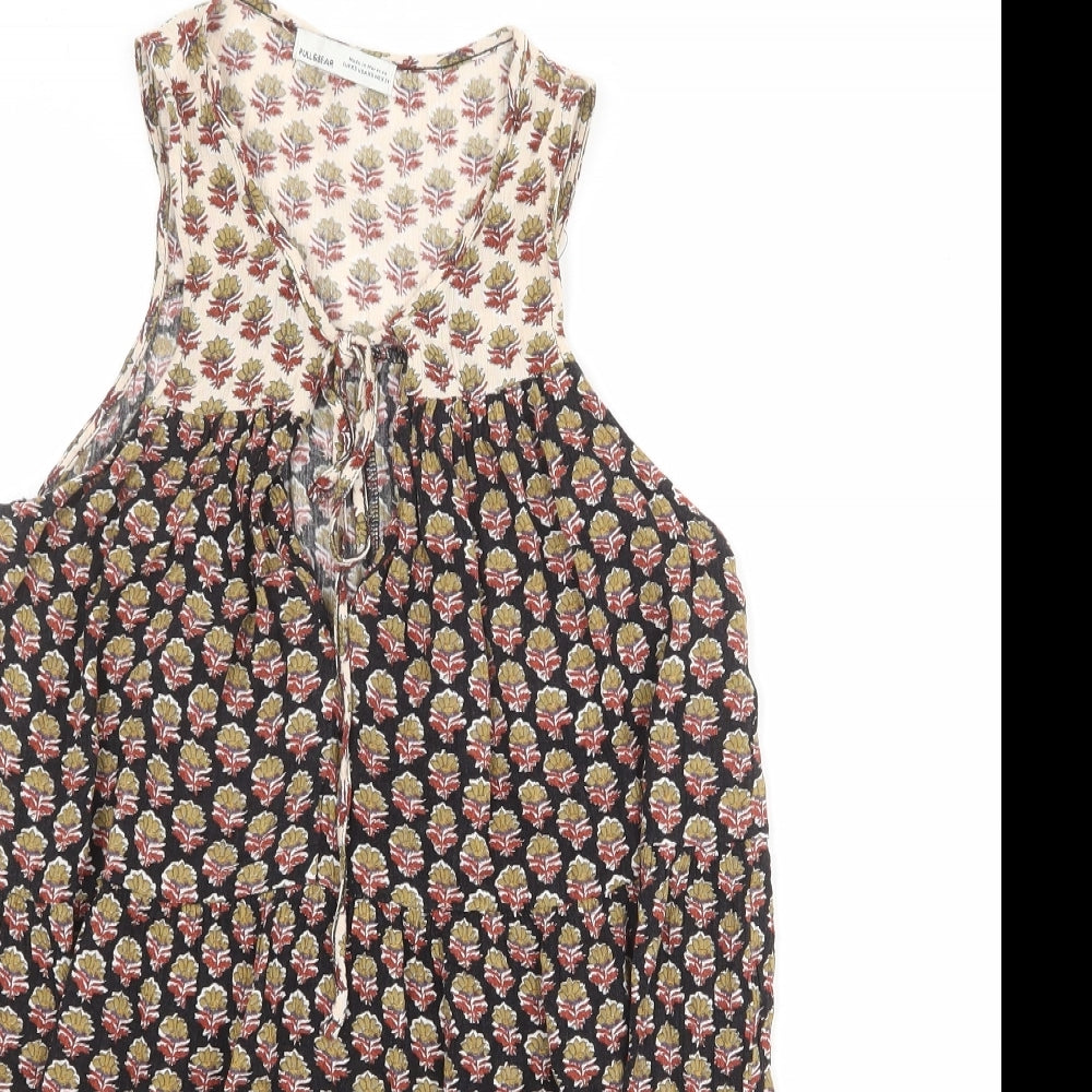 Pull&Bear Womens Multicoloured Geometric Viscose Shift Size XS Round Neck Tie