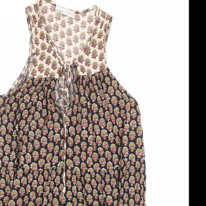 Pull&Bear Womens Multicoloured Geometric Viscose Shift Size XS Round Neck Tie