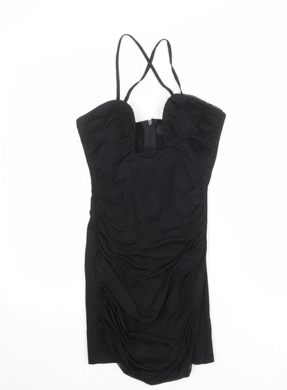 Misspap Womens Black Polyester Mini Size 6 Sweetheart Zip