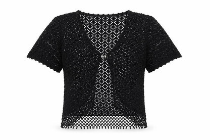 Casamia Womens Black V-Neck Polyester Cardigan Jumper Size M - Size M-L