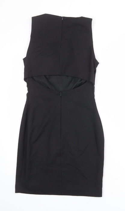 Zara Womens Black Polyester Shift Size S Round Neck Zip