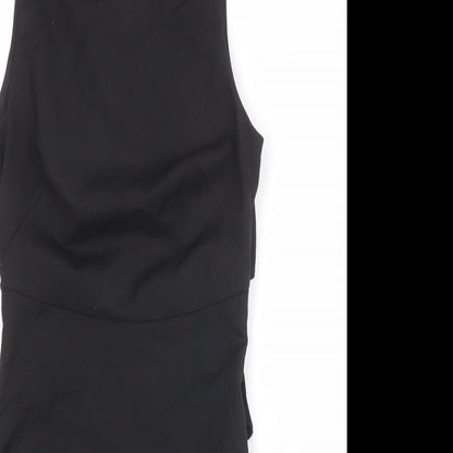 Zara Womens Black Polyester Shift Size S Round Neck Zip