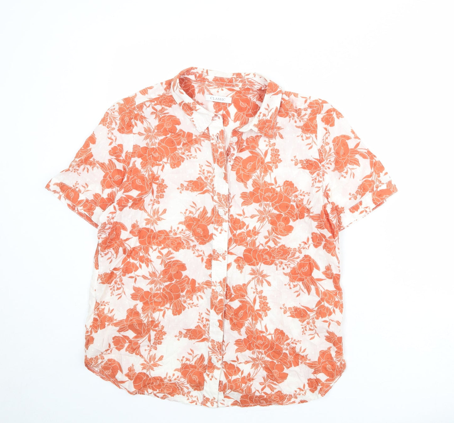Womens UK Size 14 Classic White Basic Button-Up