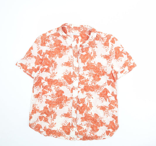 Womens UK Size 14 Classic White Basic Button-Up