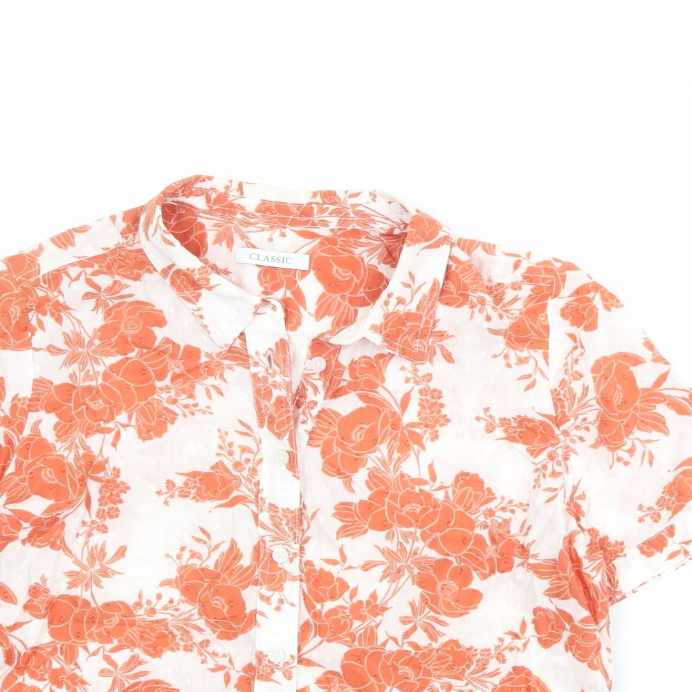 Womens UK Size 14 Classic White Basic Button-Up